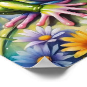 Kikker met bloem digitale kunst poster (Hoek)