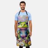 Kikker met bloem digitale kunst schort (Gedragen)