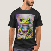 Kikker met bloem digitale kunst t-shirt (Voorkant)