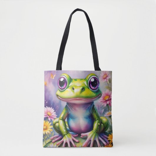 Kikker met bloem digitale kunst tote bag (Voorkant)