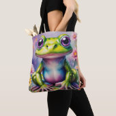 Kikker met bloem digitale kunst tote bag (Dichtbij)