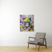 Kikker met bloem digitale kunst wandkleed (In situ)