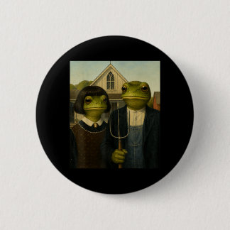 Kikker met bob kapsel Amerikaanse gotische Gen Z-b Ronde Button 5,7 Cm