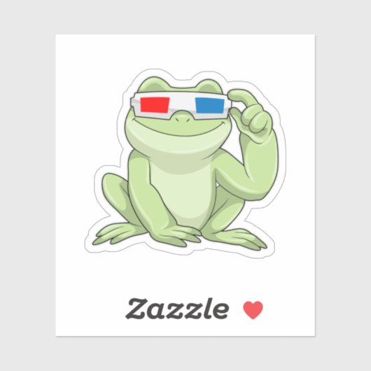 Kikker met bril sticker (Vel)