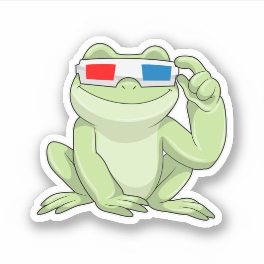Kikker met bril sticker (Voorkant)
