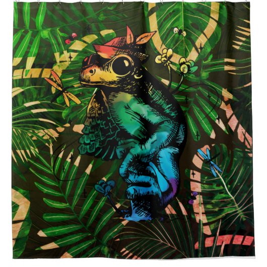 Kikker met champignon Cottcore Hand Drawn Style Douchegordijn (Voorkant)