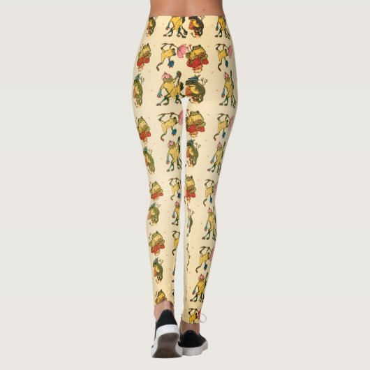 Kikker met champignon Cottcore stijl Pattern Desig Leggings (Achterkant)
