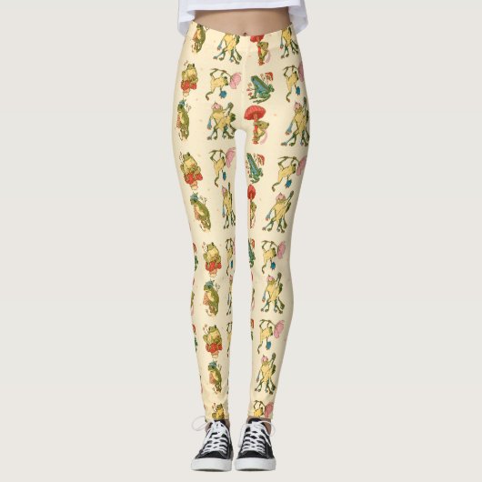 Kikker met champignon Cottcore stijl Pattern Desig Leggings (Voorkant)