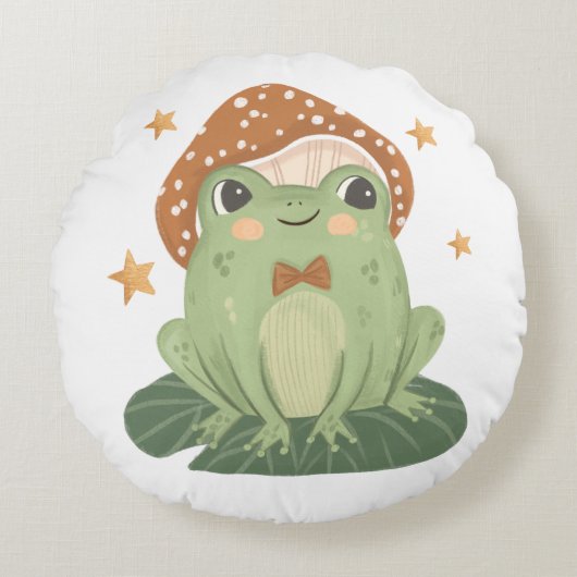 Kikker met champignonkamer rond Pet Rond Kussen (Voorkant)