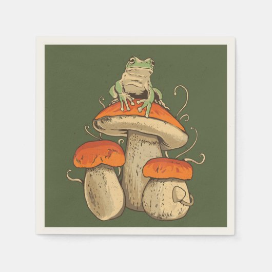  kikker met champignons cottagecore servet (Voorkant)