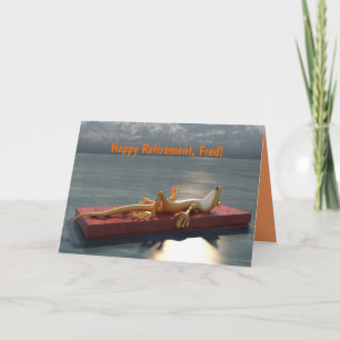 Kikker met Cocktail Sun zwemmen Happy Retirement Kaart