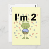 Kikker met cupcake 2e verjaardag Tshirts Briefkaart (Voorkant / Achterkant)