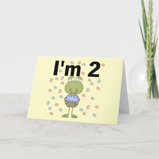 Kikker met cupcake 2e verjaardag Tshirts Kaart (Voorkant)
