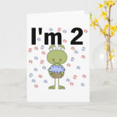 Kikker met cupcake 2e verjaardag Tshirts Kaart (Gele Bloem)