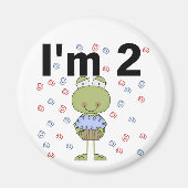 Kikker met cupcake 2e verjaardag Tshirts Magneet (Voorkant)