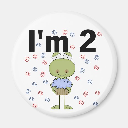 Kikker met cupcake 2e verjaardag Tshirts Magneet (Voorkant)