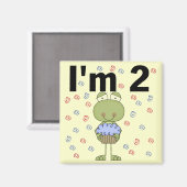 Kikker met cupcake 2e verjaardag Tshirts Magneet (Voorkant / Achterkant)