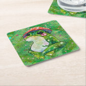 Kikker met de naam Clover Kartonnen Onderzetters (Schuin)