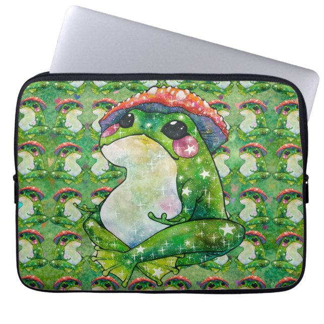 Kikker met de naam Clover Laptop Sleeve (Voorkant)