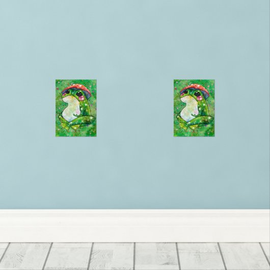 Kikker met de naam Clover Muurkunst Sets (Houten vloer)