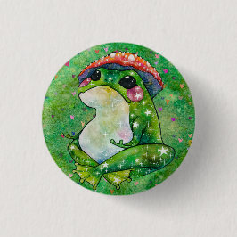 Kikker met de naam Clover Ronde Button 3,2 Cm