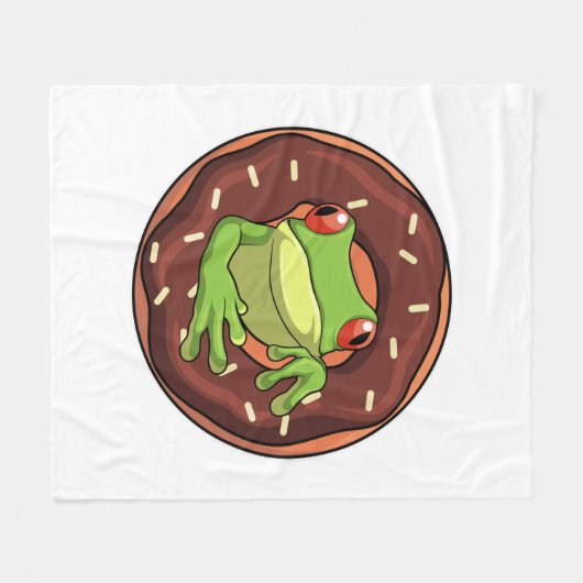Kikker met Donut Fleece Deken (Voorkant (Horizontaal))