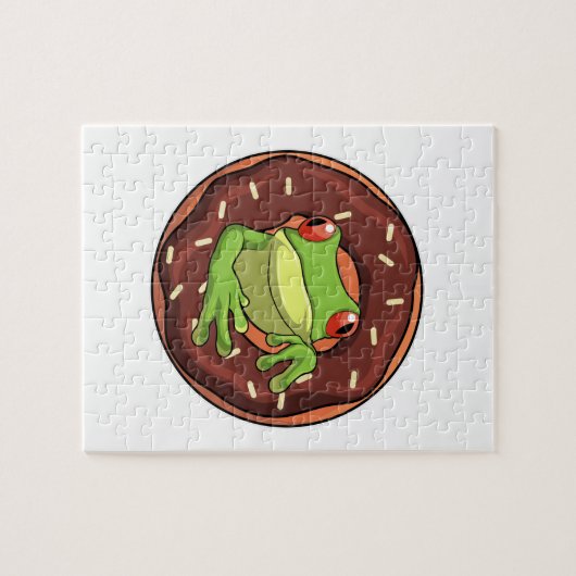 Kikker met Donut Legpuzzel (Horizontaal)