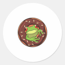Kikker met Donut Ronde Sticker