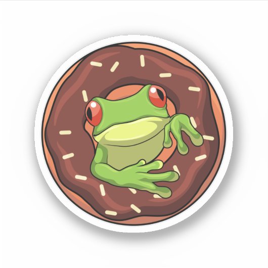 Kikker met Donut Sticker (Voorkant)