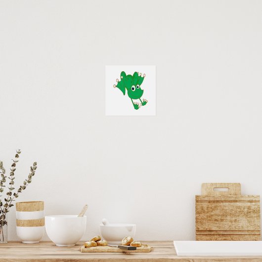 kikker met een leuke groene cartoon poster (Keuken)