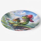 Kikker met een Mok bier Papieren Bordje (Gekanteld)