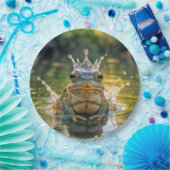 Kikker met een Water Splash Crown Papieren Bordje (Feest)