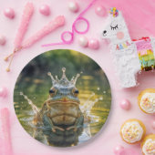 Kikker met een Water Splash Crown Papieren Bordje (Feest)