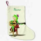 Kikker met Gitaar Kerst Stocking Custom Kwam Kleine Kerstsok (Voorkant)