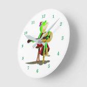 Kikker met gitaarklok Aangepaste kleur - Schildere Ronde Klok (Hoek)