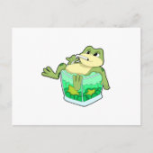 Kikker met glas sap briefkaart (Voorkant)