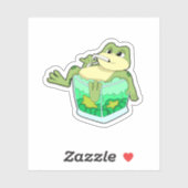 Kikker met glas van ijs sticker (Vel)