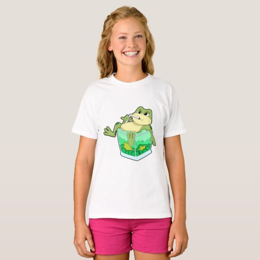 Kikker met glas van ijs t-shirt (Voorkant volledig)