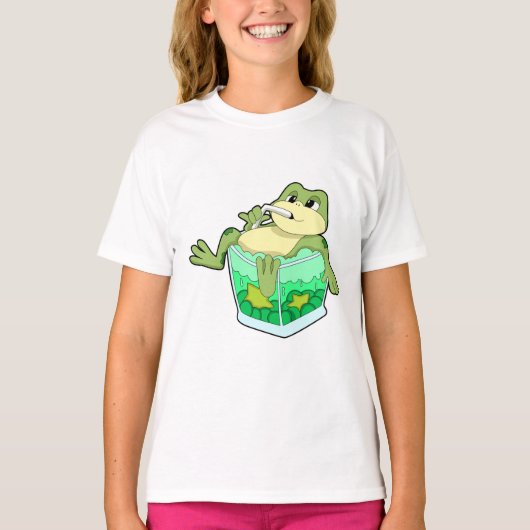 Kikker met glas van ijs t-shirt (Voorkant)