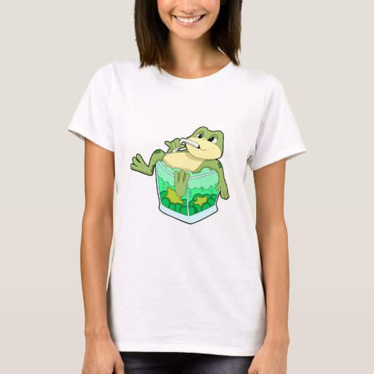 Kikker met glas van ijs t-shirt (Voorkant)