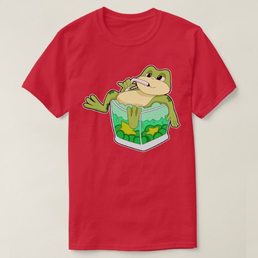 kikker met glas van sap t-shirt (Design voorkant)