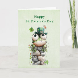 Kikker met groene hoed en klaver St. Patrick's Day Feestdagen Kaart