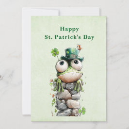 Kikker met groene hoed en klaver St. Patrick's Day Feestdagenkaart