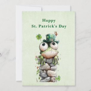 Kikker met groene hoed en klaver St. Patrick's Day Feestdagenkaart