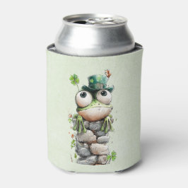 Kikker met groene hoed en klavertje vier schattig blikjeskoeler