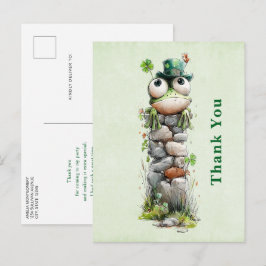 Kikker met groene hoed en klavertje vier Schattig  Briefkaart