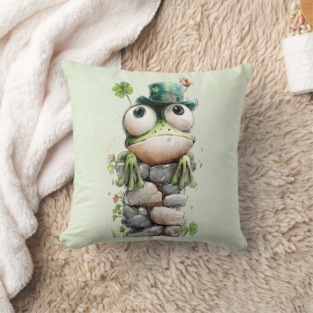 Kikker met groene hoed en klavertje vier schattig kussen (Deken)