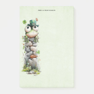 Kikker met groene hoed en klavertje vier schattig post-it® notes