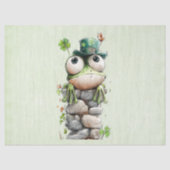 Kikker met groene hoed en klavertje vier schattig tissuepapier (Voorkant)