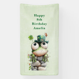 Kikker met groene hoed en klavertje vier schattige spandoek